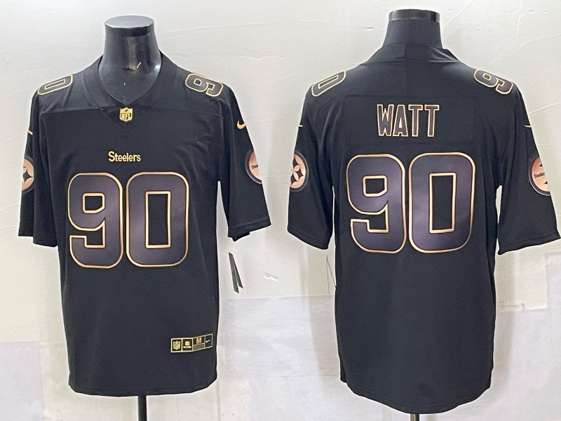 Men Pittsburgh Steelers 90 Watt Black Nike Limited NFL 2025 Jersey style 03